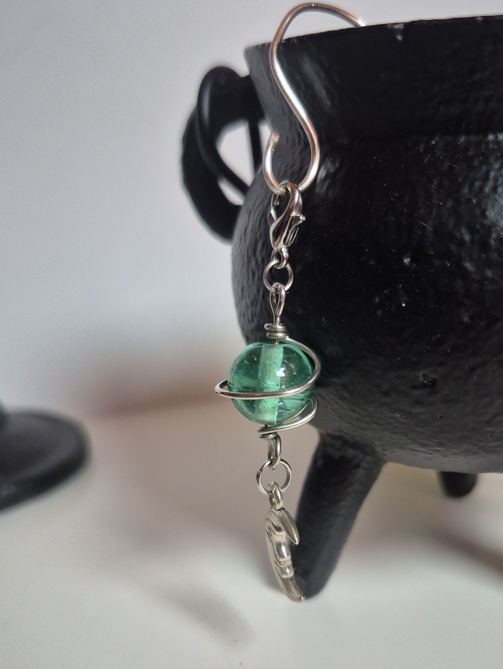 Handcrafted Teal Planet And Moon Journal Charm